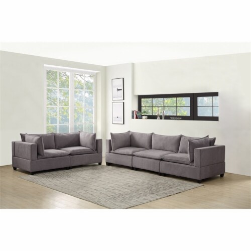 Bowery Hill Fabric Sofa Loveseat Living Room Set in Light Gray Perspective: top