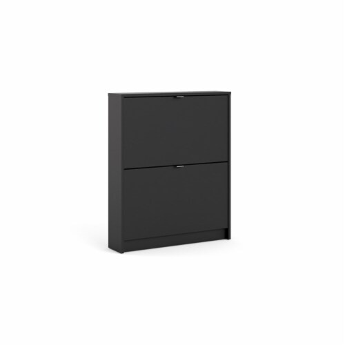 Pemberly Row 2 Drawer Shoe Cabinet in Black Matte Perspective: top