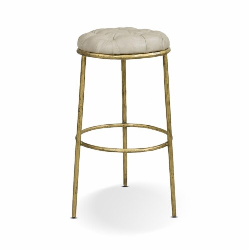 Aerin  3 Piece Set Hammered Brass Backless Bar Stool Perspective: top