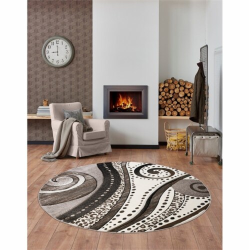 MDA Home Rhodes Brown Contemporary Polypropylene Area Rug - 5'2  x 5'2 Perspective: top