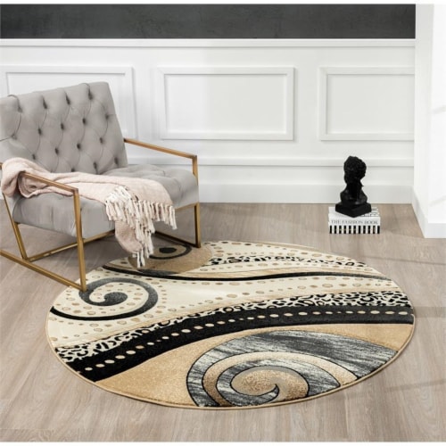 MDA Home Rhodes Brown/Gray Contemporary Polypropylene Area Rug - 5'2  x 5'2 Perspective: top