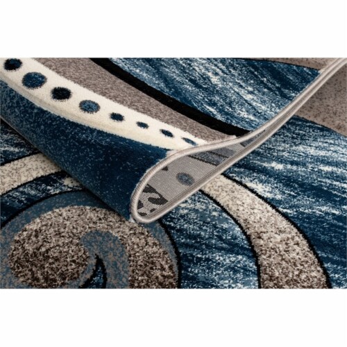 MDA Home Rhodes Cream/Blue Contemporary Polypropylene Area Rug - 3'5  x 5'5 Perspective: top