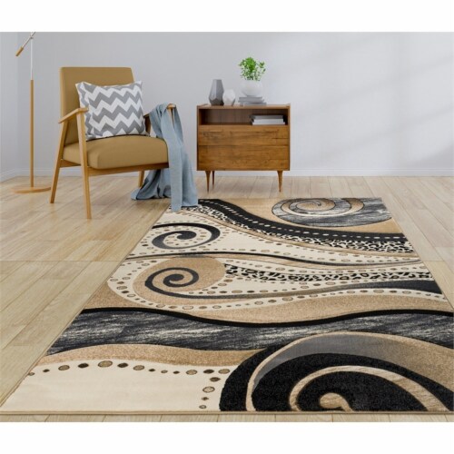 MDA Home Rhodes Brown/Gray Transitional Polypropylene Area Rug - 3'5  x 5'5 Perspective: top