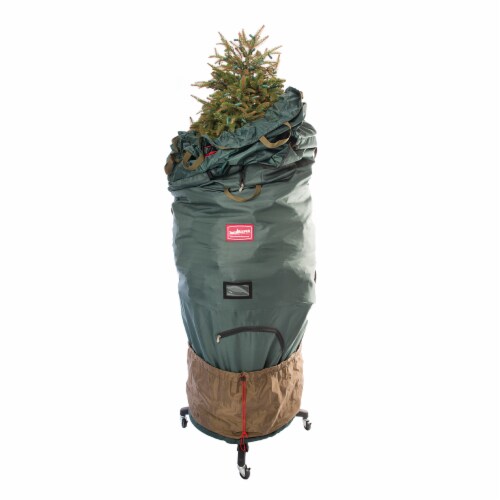 Northlight Large Adjustable Upright Christmas Tree Protective Storage Bag W/ 2 Way Rolling - Perspective: top