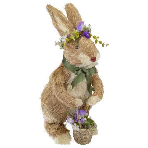 Northlight 15 Brown Sisal Bunny Rabbit with Basket Easter Figure Perspective: top