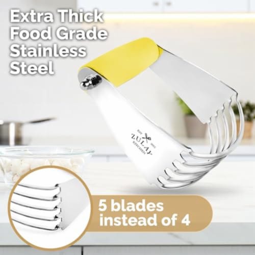 Zulay Kitchen Dough Blender and Pastry Cutter - Yellow Perspective: top