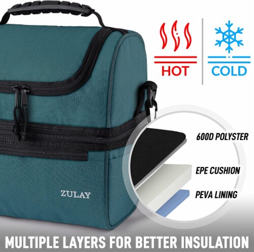 Zulay Kitchen Insulated 2-Compartment Lunch Box Bag With Strap - Caribbean  Blue, 1 - Food 4 Less