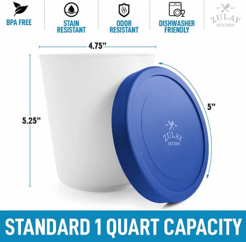 Zulay Kitchen Ice Cream Containers 2 Pack, 1 Quart- Blue Perspective: top