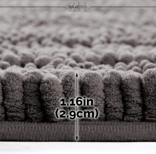 Zulay Kitchen Soft Shaggy Bathroom Rug - 17 x 47 - Line Stone Gray Perspective: top