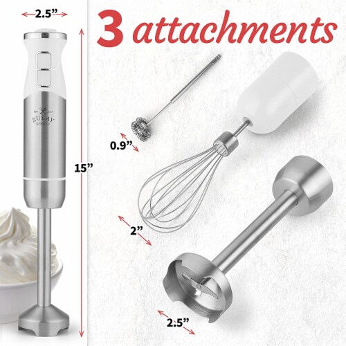 Zulay Kitchen Immersion Hand Blender 500W - White Perspective: top
