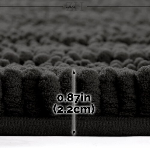 Zulay Kitchen Soft Shaggy Bathroom Rug - 20 x 30 - Black Perspective: top