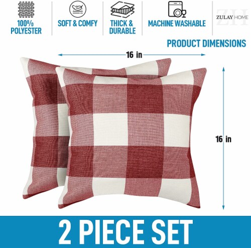 Zulay Kitchen Buffalo Plaid Throw Pillow Covers 16 x 16 Inch Red White 16 x 16 Smith s Food and Drug