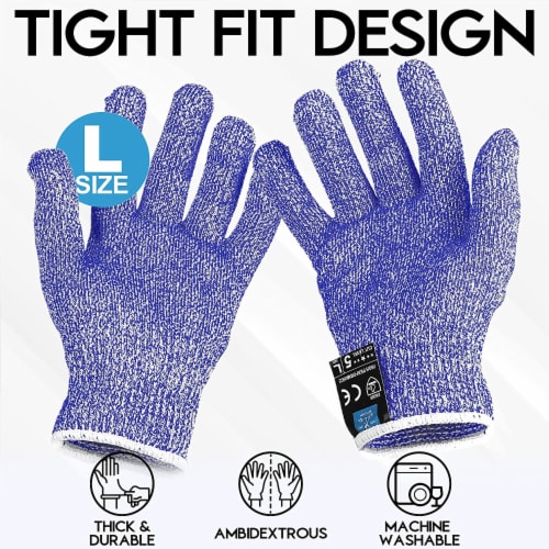 Zulay Kitchen Cut Resistant Gloves Food Grade Level 5 Protection - Drak Blue Perspective: top
