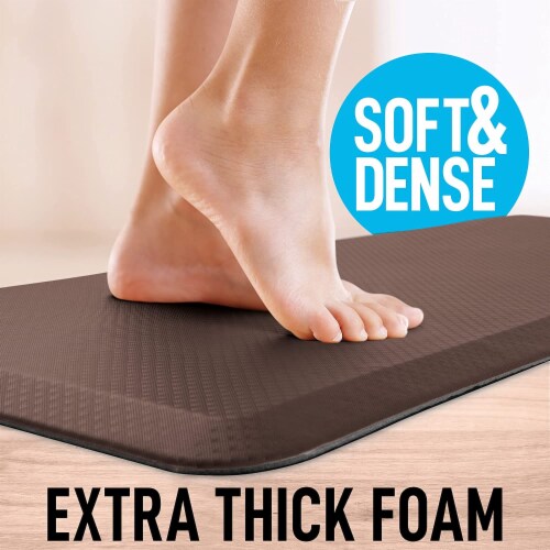Zulay Home Anti Fatigue Mat - Thick Cushioned Non Slip Foam, 32x20 Brown Perspective: top