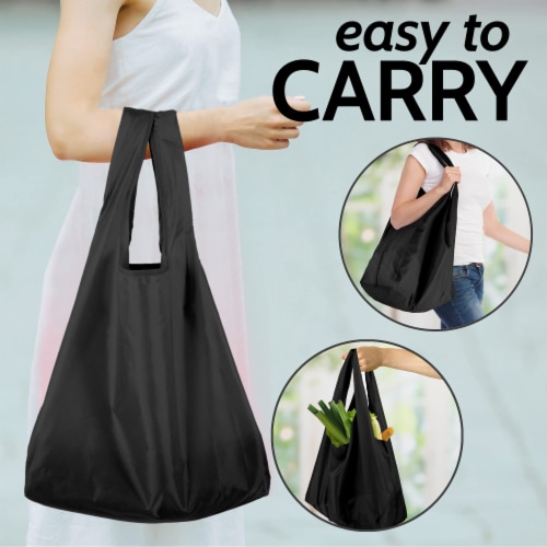 Zulay Kitchen Reusable Grocery Bags - 5 Pack (Black Green Gray Red Teal) Perspective: top