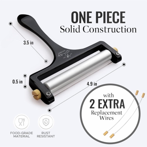 Zulay Kitchen Adjustable Hand Held Cheese Cutter with 2 Extra Wires Perspective: top