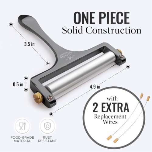 Zulay Kitchen Adjustable Hand Held Cheese Cutter with 2 Extra Wires Perspective: top