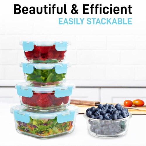 Zulay 12 Pack Airtight Borosilicate Glass Meal Prep Containers with Lids Perspective: top