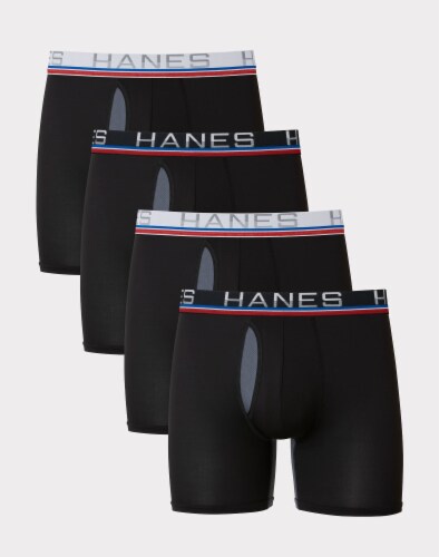 Hanes Sport Tagless® XTemp Total Support Pouch Boxer Briefs - Black Perspective: top