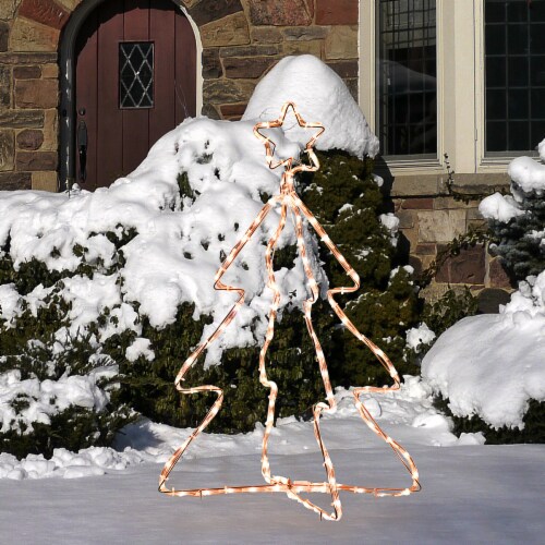30  Holiday Pre-Lit Tree LED Rope Light Outdoor Yard Christmas Decoration, White Perspective: top