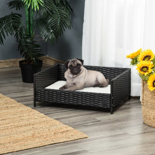 Rattan Pet Bed Raised Wicker Dog House Small animal Sofa with