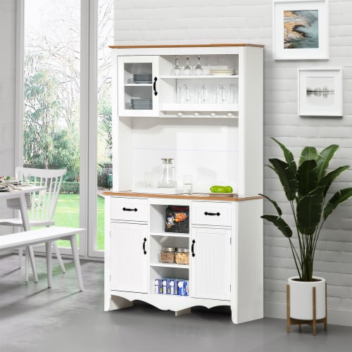 71'' White Freestanding Pantry Cabinet Small Buffet Pantry Storage Cabinet