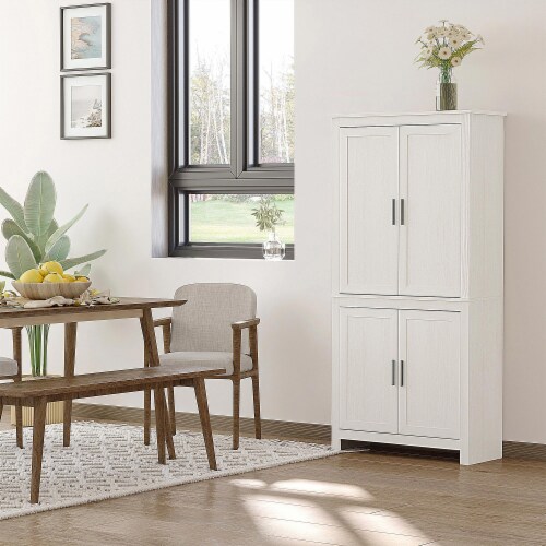 64 4 Door Kitchen Freestanding Storage Pantry Cabinet w 5 Tier