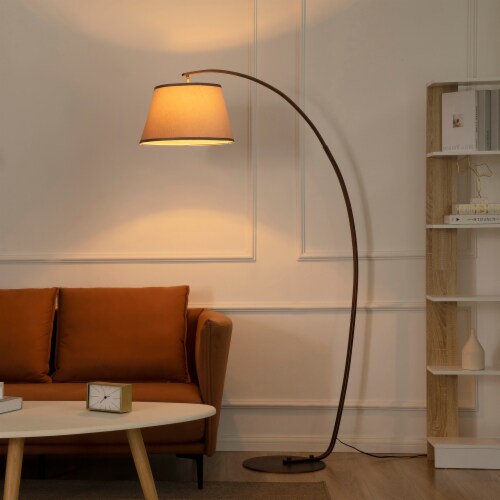 Floor Lamp Modern Standing Lamp with Arc Design Foot Switch Metal Base Grey 1 Unit City Market