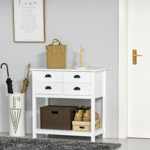 Narrow white store buffet cabinet