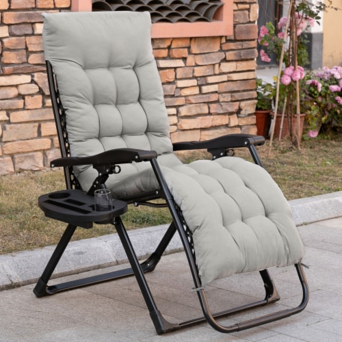 Zero Gravity Folding Patio Recliner, Cushion, Reclining Chair, Cup Holder,  Grey, 1 Unit - Fred Meyer