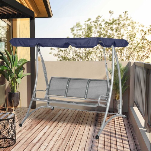 Three Person Steel Outdoor Porch Swing Chair Bench with Canopy
