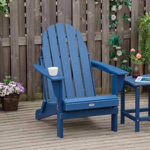 Outside Patio & Backyard Lounge Folding Adirondack Chair Ergonomic Design, Blue Perspective: top