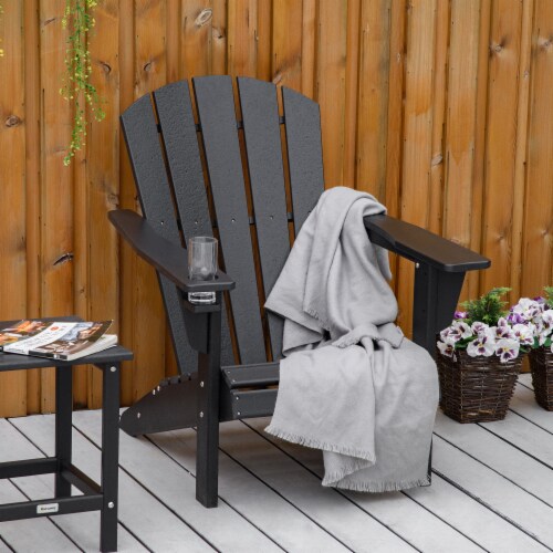 Outside Patio & Backyard Lounge Adirondack Chair w/ Ergonomic Design, Black Perspective: top