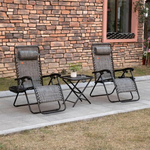 Zero Gravity Lounger Chair Folding Reclining Patio Chair w/ Side Table