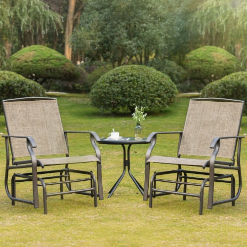 2-Piece Glider Outdoor Chair Set Garden Patio Bistro Swing Furniture Perspective: top