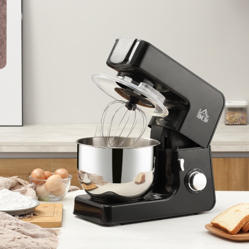 Electric Standing Stainless Steel Mixer w/ 6 QT Bowl, Beater & Dough Hook, Black Perspective: top