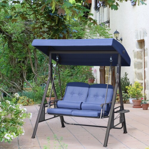 Porch Swing Bench 2 Seat Loveseat Cushions Pillows Adjustable