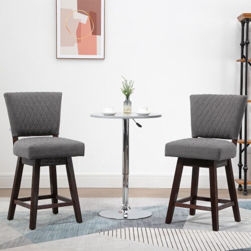 Swivel Bar Stools Set of 2 for Kitchen Counter Wood Legs Foot Rest