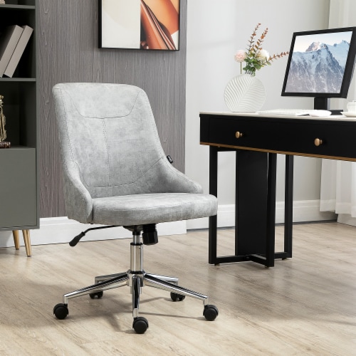 Microfiber Mid-Back Home Office Chair with Adjustable Height, Grey Perspective: top