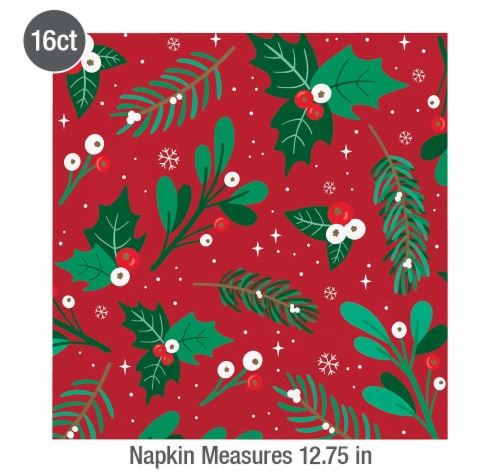 Party Creations Holiday Greenery Lunch Napkins Perspective: top