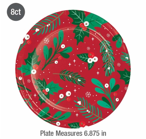 Party Creations Holiday Greenery Lunch Plates Perspective: top