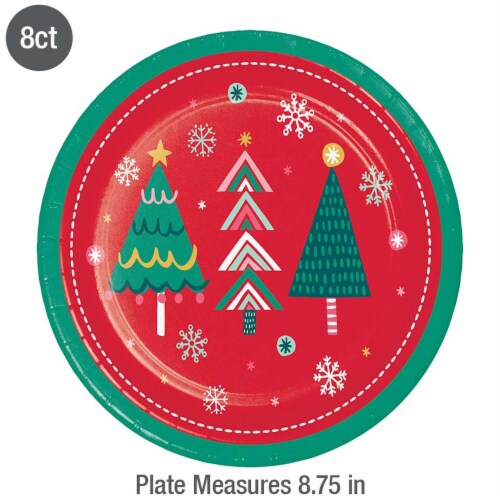 Party Creations Joyful Trees Dinner Plates Perspective: top