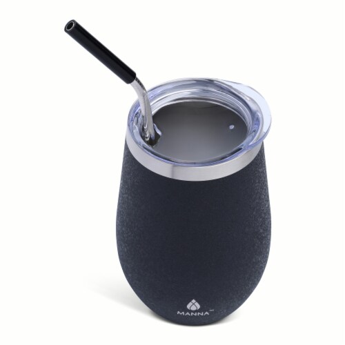 Manna™ 17 OZ Black Tumbler With Straw Perspective: top