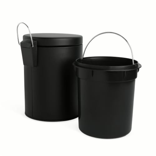 Come™Home Round Stainless Steel Trash Can - Black Perspective: top