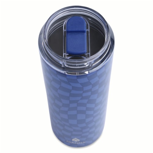 Manna™ Checker Tallboy™ Tumbler - Blue Perspective: top
