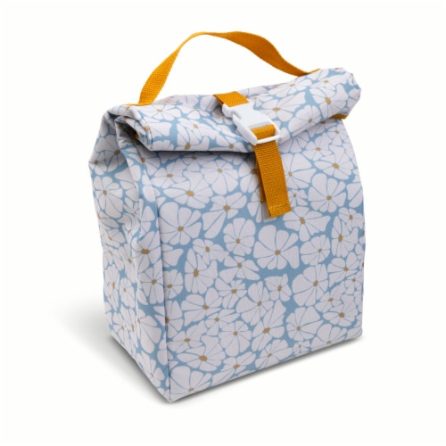 Core Home Manna Buckle Lunch Bag Blue Flowers Perspective: top