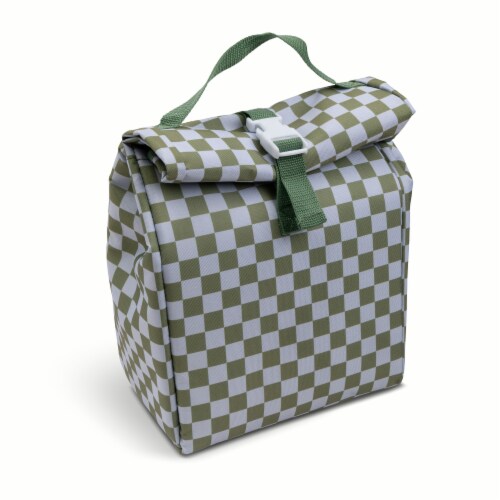 Core Home Manna Buckle Lunch Bag Checkered Green Perspective: top