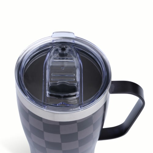Manna™ Cozy™ Stainless Steel Mug - Black Checkers Perspective: top