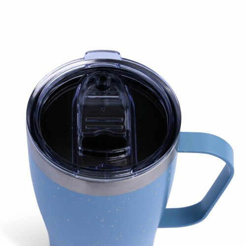 Manna™ Cozy™ Stainless Steel Coffee Mug - Blue Splatter Perspective: top