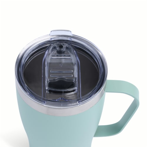 Manna™ Cozy™ Stainless Steel Coffee Mug - Green Powder Coat Perspective: top